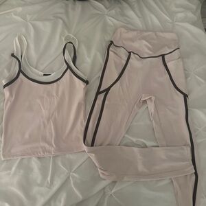 PrettyLittleThing Light Pink workout Set with Black Trim